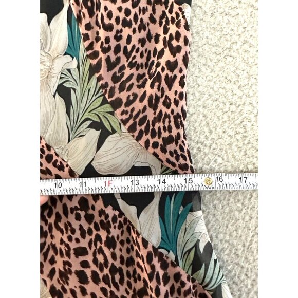 Sen Maxi Dress Leopard Floral Paneled Spaghetti Colorful Lined Chiffon - Picture 4 of 16
